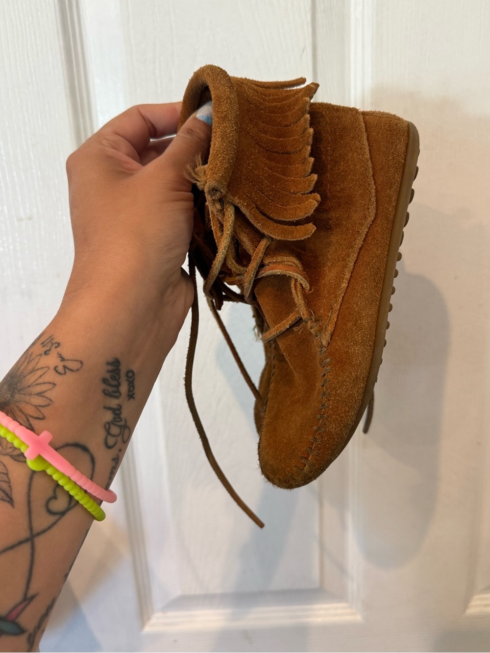 Minnetonka Kids Brown Suede Fringe Moccasins